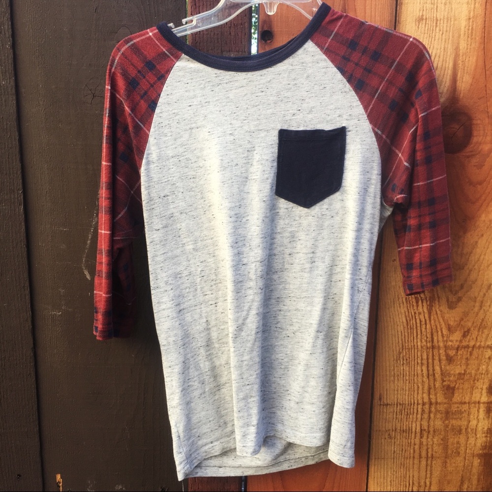 Arizona ringer pocket flannel raglan tee